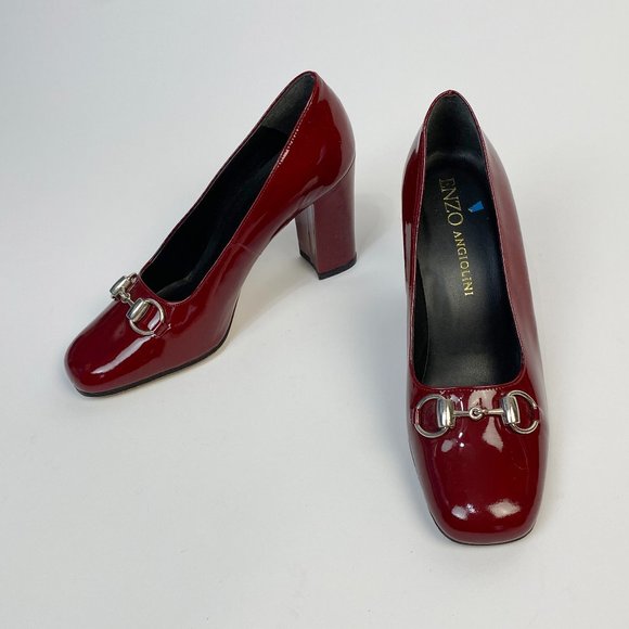 Enzo Angiolini Shoes - Designer Gucci ish Deep Red PATENT HORSE BIT Pumps! 7 1/2